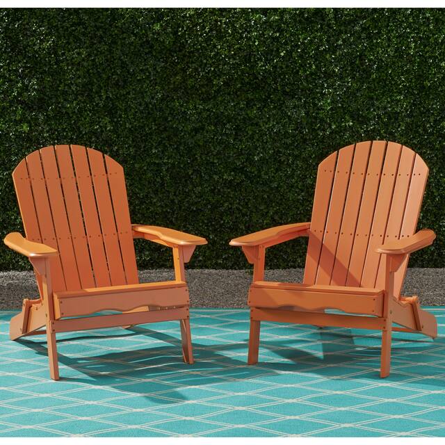 Hanlee Outdoor Rustic Acacia Wood Folding Adirondack Chair (Set of 2) by Christopher Knight Home - Tangerine
