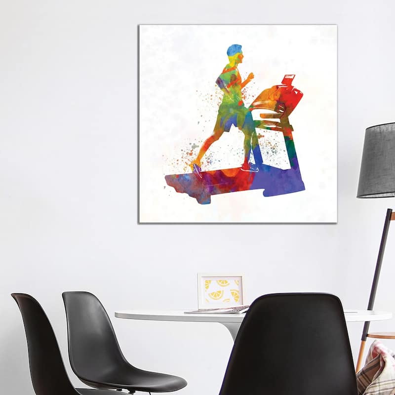 iCanvas "Male Running Treadmill" by Paul Rommer Canvas Print - 37x37x1.5