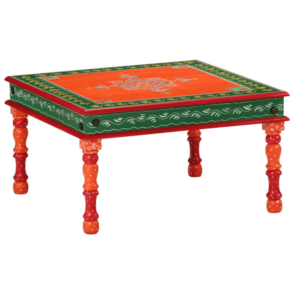 vidaXL Coffee Table Multicolor with orange base Solid mango wood Compact - 21.3 x 21.3 x 11.8