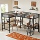 preview thumbnail 2 of 11, L-Shaped Twin Size Metal Loft Bed with Two Built-in Desks, 2 Beds in 1, Sturdy Construction & Safety Guaranteed