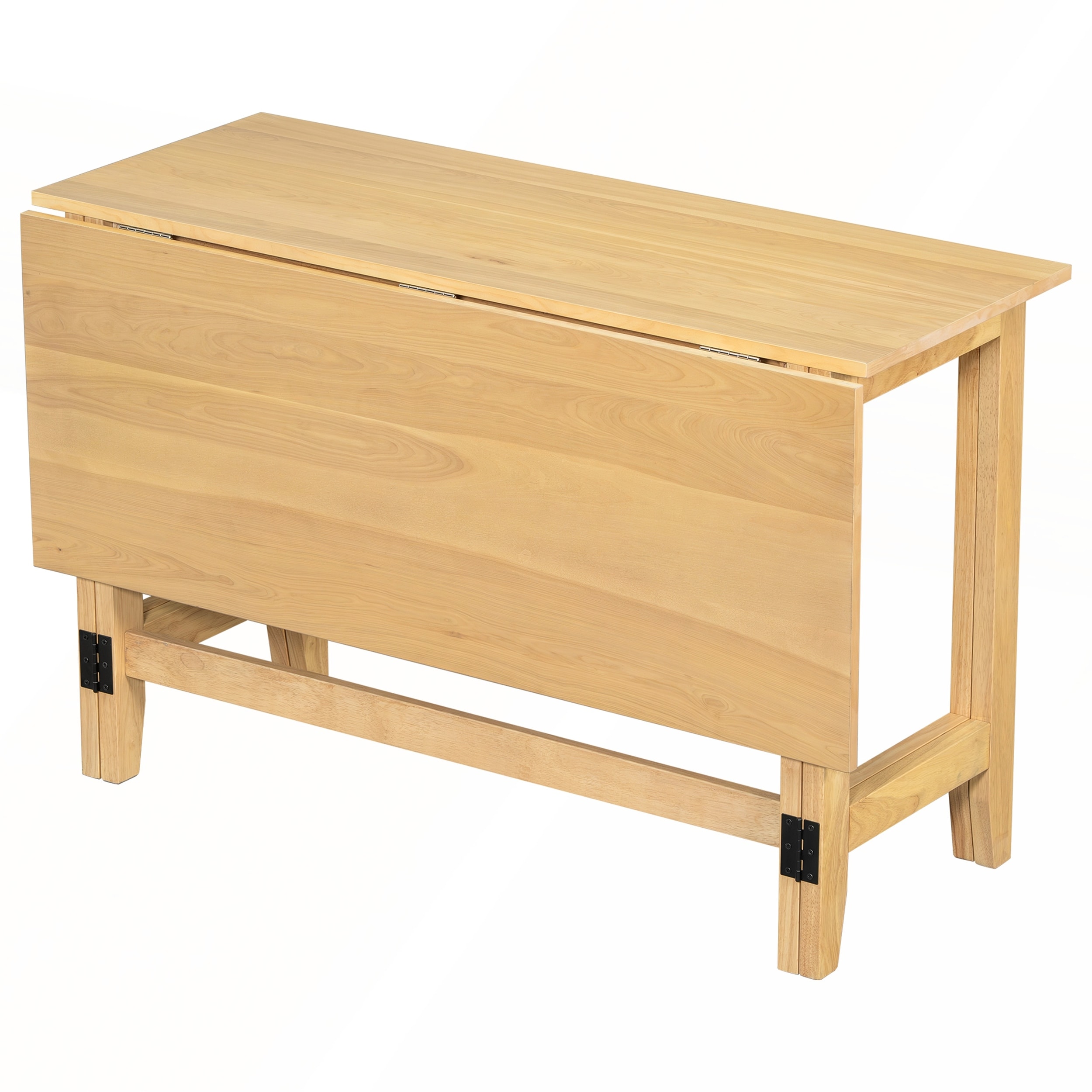 Farmhouse Wood Extendable Dining Table with Drop Leaf for Small Spaces