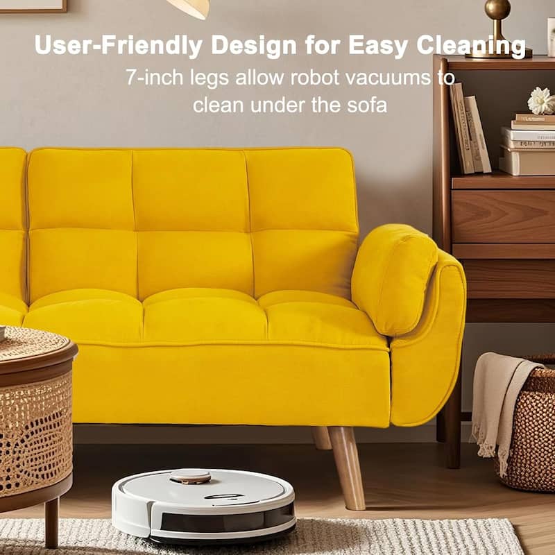 75″ Convertible Futon Sofa Bed, Small Futon Couch with Adjustable Backrest, Sleeper Sofa Couches for Small Living Room, Office