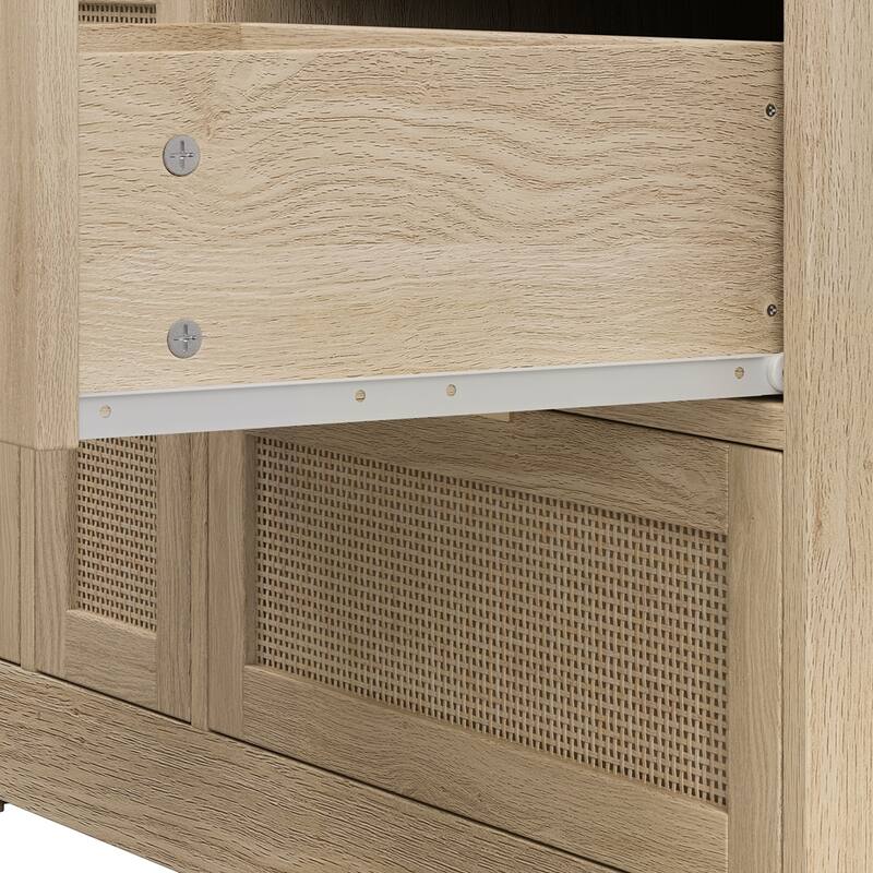 9 Drawers Rattan Locker Cabinet with Metal Handles