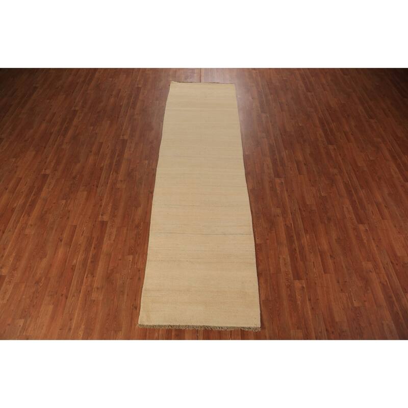 Modern Gabbeh Runner Rug Hand-Knotted Tribal Wool Carpet - 2'9" x 9'6"