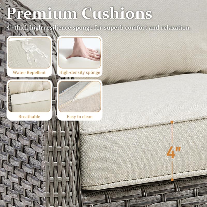 Pocassy Outdoor Patio Wicker Sofa Chair Furniture Set