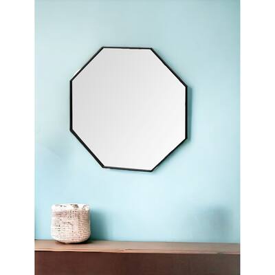 HomeRoots 38" Black Octagon Metal Framed Bathroom Vanity Mirror - 37.59' X '37.99' X '2.95