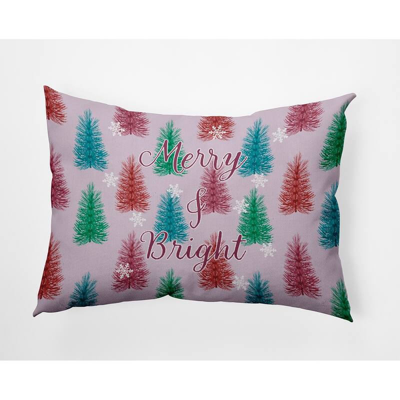 Merry and Bright Christmas Accent Pillow - 14" x 20" - Light Purple