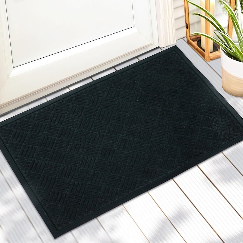 George Towne Living-24x36 Decorative OVERSIZED Indoor/Outdoor Mat - 24x36 - Black
