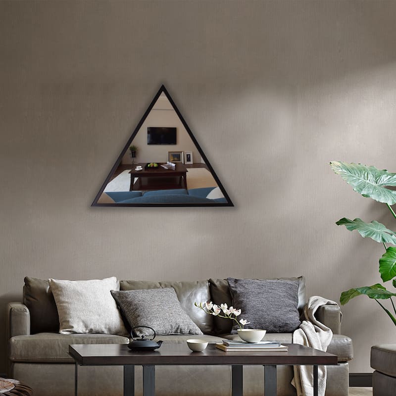 Black Framed Wall Mounted Triangular Accent Mirror