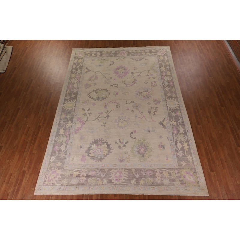 Vegetable Dye Oushak Turkish Large Area Rug Hand-Knotted Wool Carpet - 10'0" x 13'11"