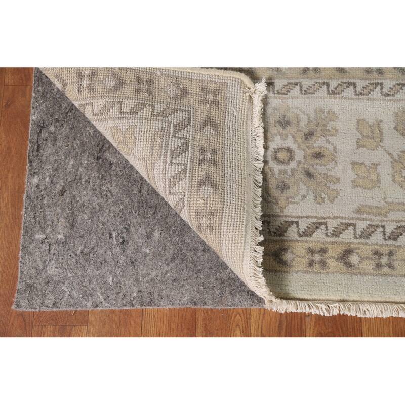 Beige Oushak Area Rug Hand-Knotted Wool Carpet - 7'10"x 9'7"
