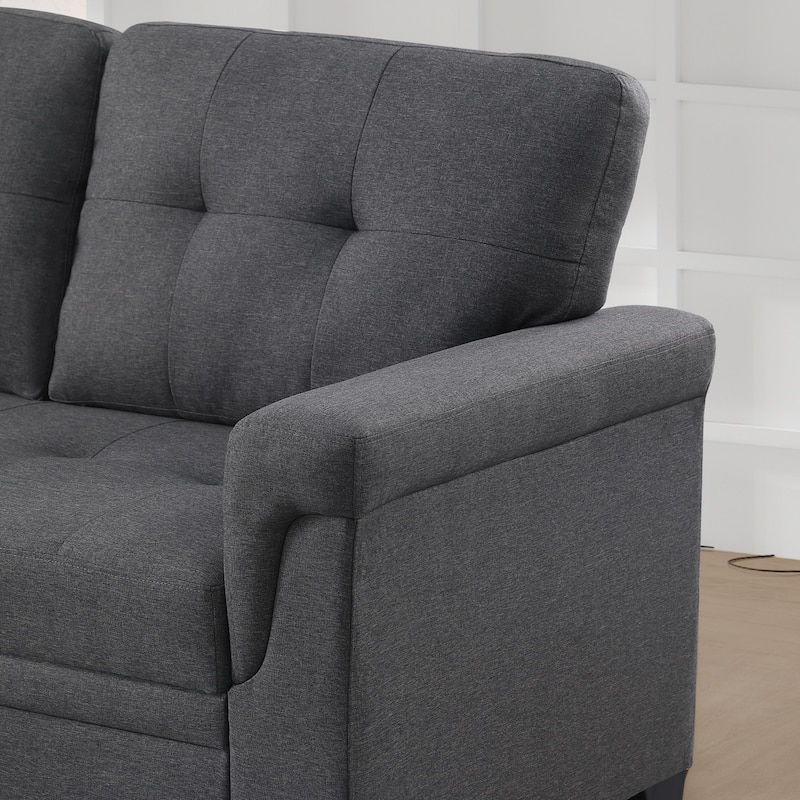 83.75" Modular Linen L-shaped Sectional Sofa with Hidden Storage