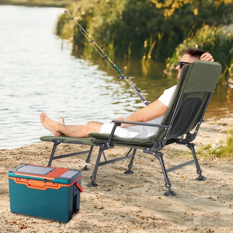 Vingli folding fishing chair plus foot rest attachment 2025