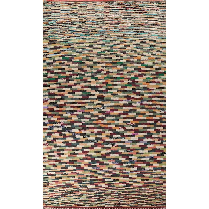 Checkered Moroccan Oriental Wool Area Rug Handmade Living Room Carpet - 10'1" x 14'6"