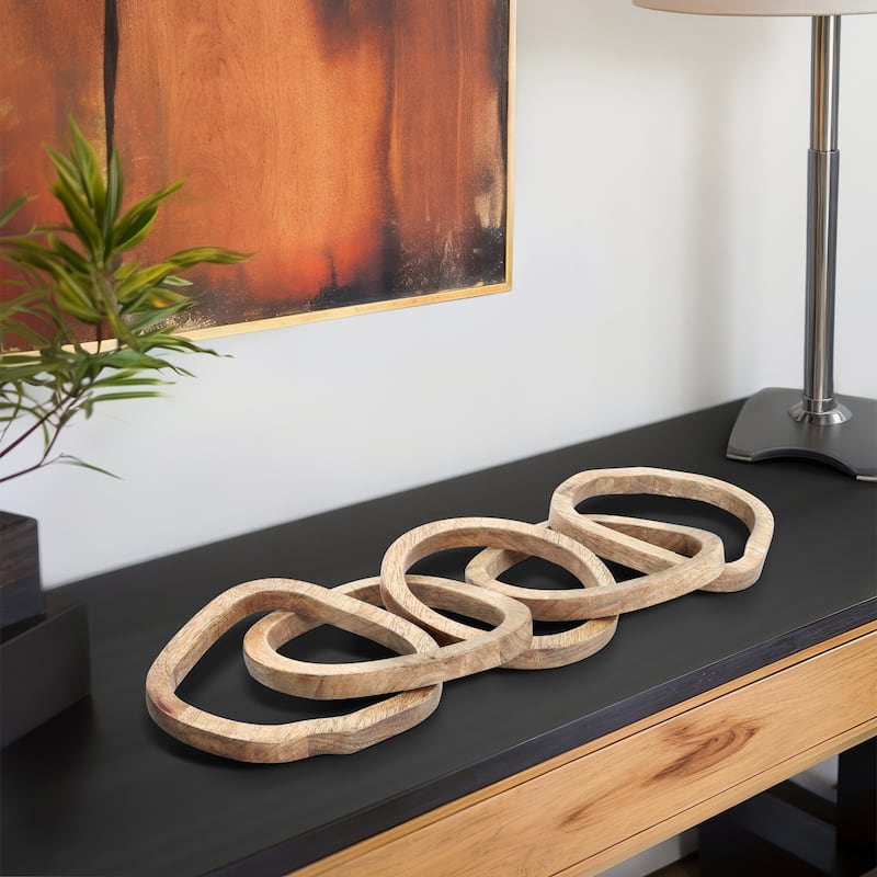 Sagebrook Home Wooden Link Sculpture Decor Contemporary Rustic Brown - 26" x 1" x 6" - 5 Link Brown