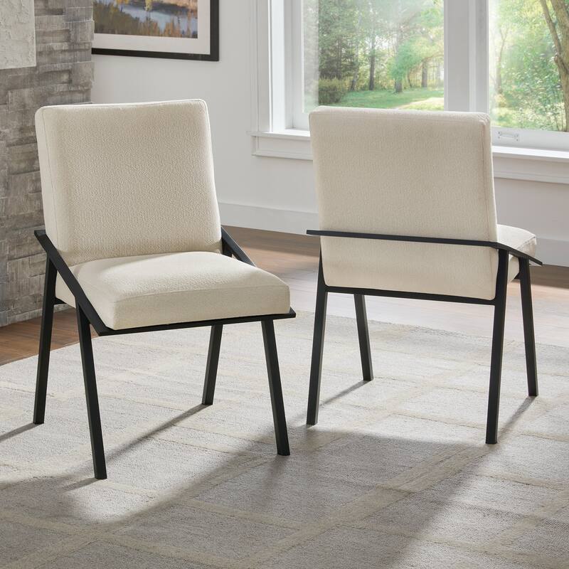Ditmars Black Finish Metal Ivory Fabric Dining Chair (Set of 2) by iNSPIRE Q Modern