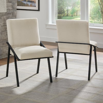 Ditmars Black Finish Metal Ivory Fabric Dining Chair (Set of 2) by iNSPIRE Q Modern