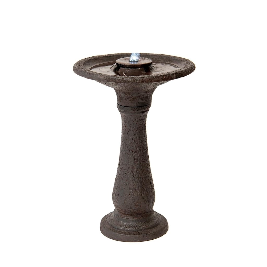 XBrand 23.43"H Resin, Stone Powder & Glass Fiber 1 Tier Water Fountain for Outdoor Decor, Birdbath Fountain, Dark Brown
