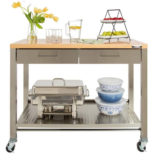 Seville Classics Home Stainless Steel 2Drawer Mobile Workcenter