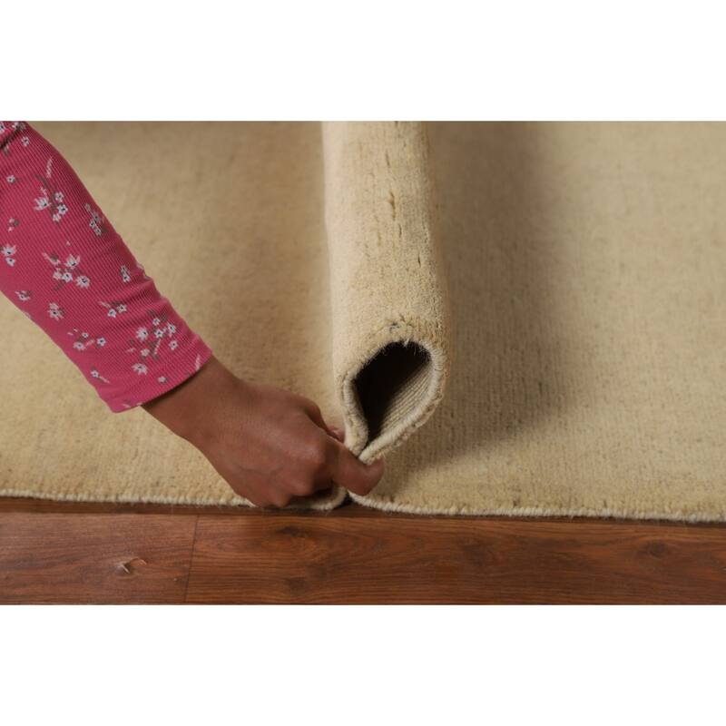 Beige Gabbeh Modern Rug Hand-Knotted Wool Carpet - 3'10"x 5'8"