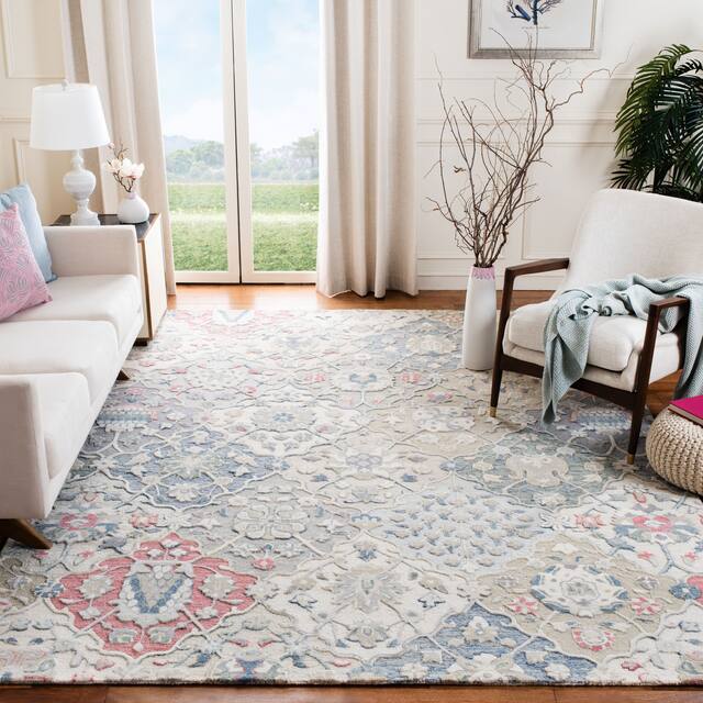 SAFAVIEH Handmade Glamour Noella Floral Wool Rug - 8' x 10' - Ivory/Red