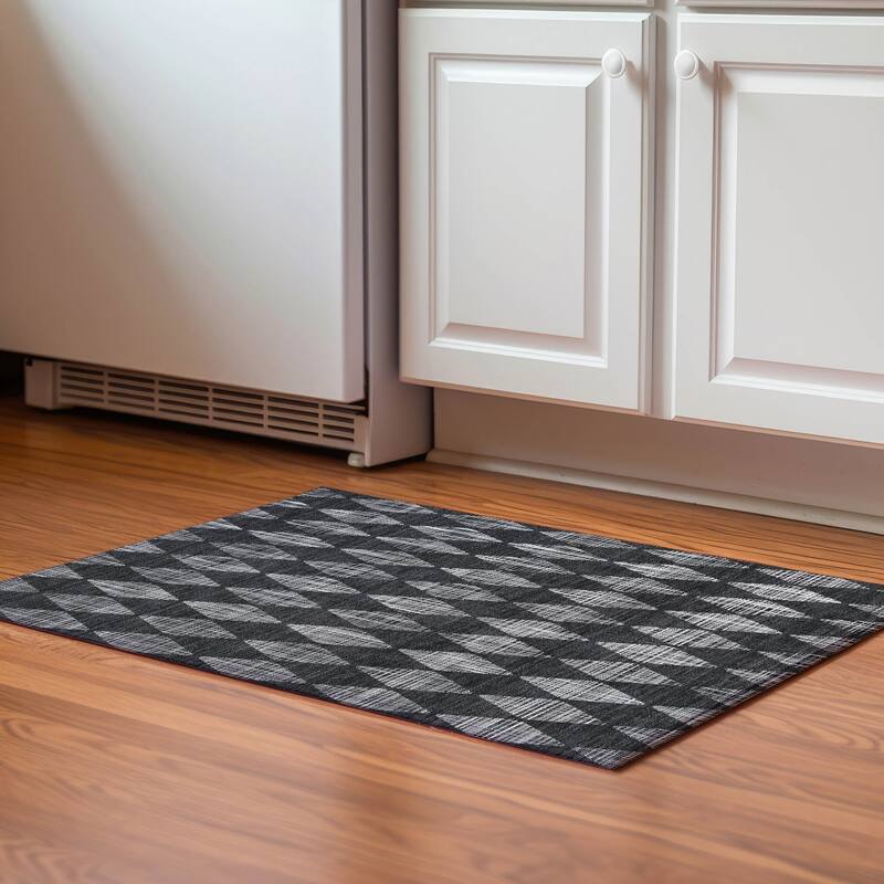 Premium Washable Super Soft Modern Diamond Mayfield Rug - Charcoal - 1' 8" x 2' 6" - Rectangle