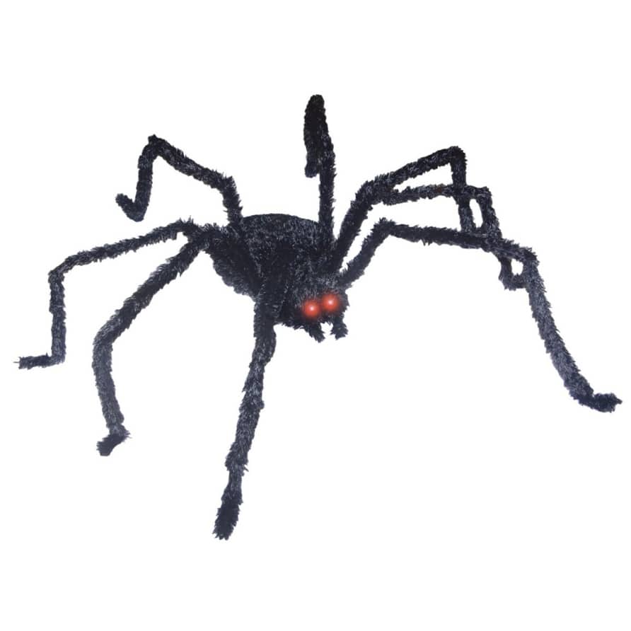 104" Red and Black Giant Spider Light Up Long Hair Halloween Prop