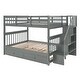 preview thumbnail 22 of 25, Full-Over-Full Bunk Bed Frame w/ Twin Size Trundle Triple Bunk, Stairway, Storage & Guard Rail for Bedroom, Dorm Loft Bed