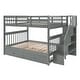 preview thumbnail 13 of 25, Full Over Full Solid Wood Bunk Bed with Twin Trundle, Stairs, Handrails, and Storage Racks for Space-Saving