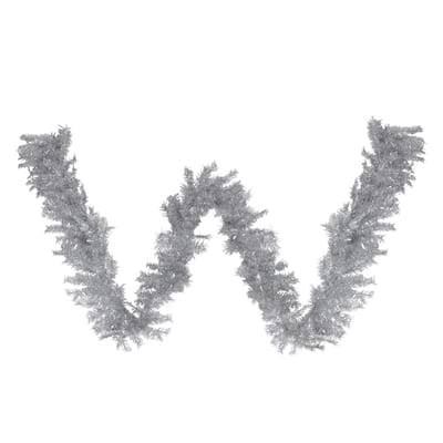 9' x 12" Silver Tinsel Artificial Christmas Garland Unlit