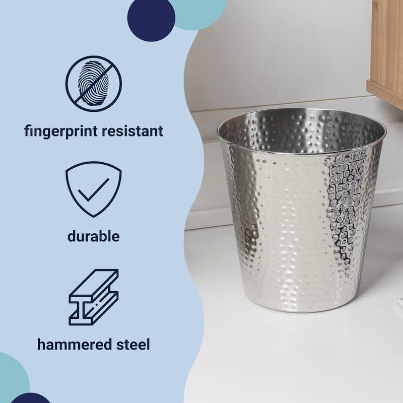 happimess Axel Modern Minimalist Hammered Steel 2-Gallon Wastebasket