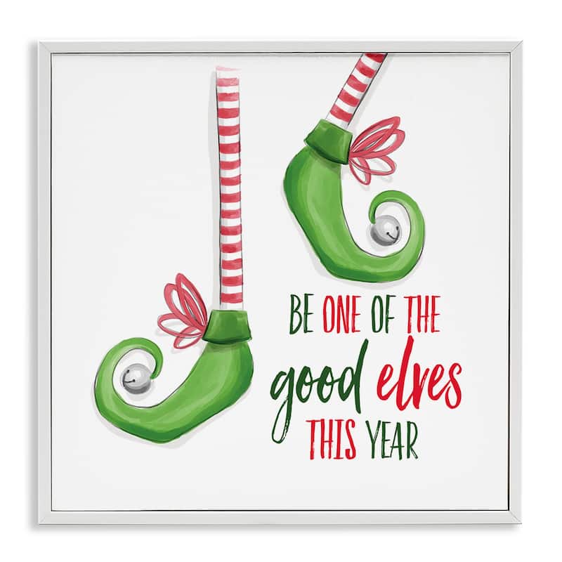 Stupell Festive Be A Good Elf Framed Giclee Art Design By Dogwood Portfolio - 17 x 17 - White