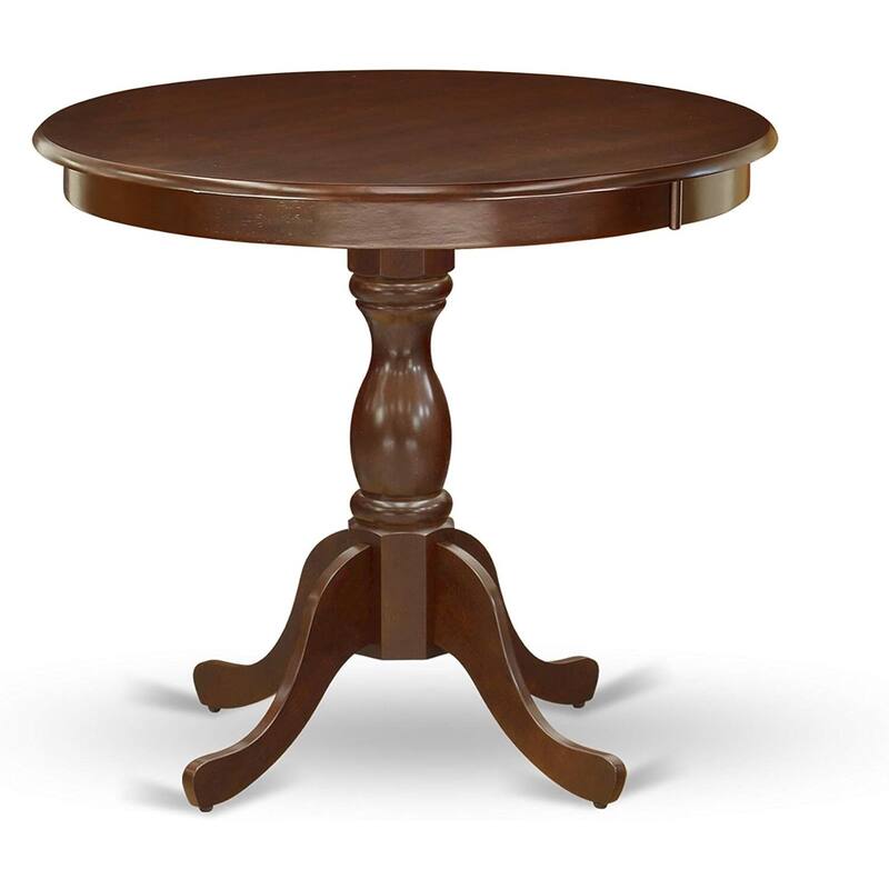 Round Wood Dining Table - Modern Pedestal Table, Asian Style, Mahogany Finish, Small Kitchen Table - 36