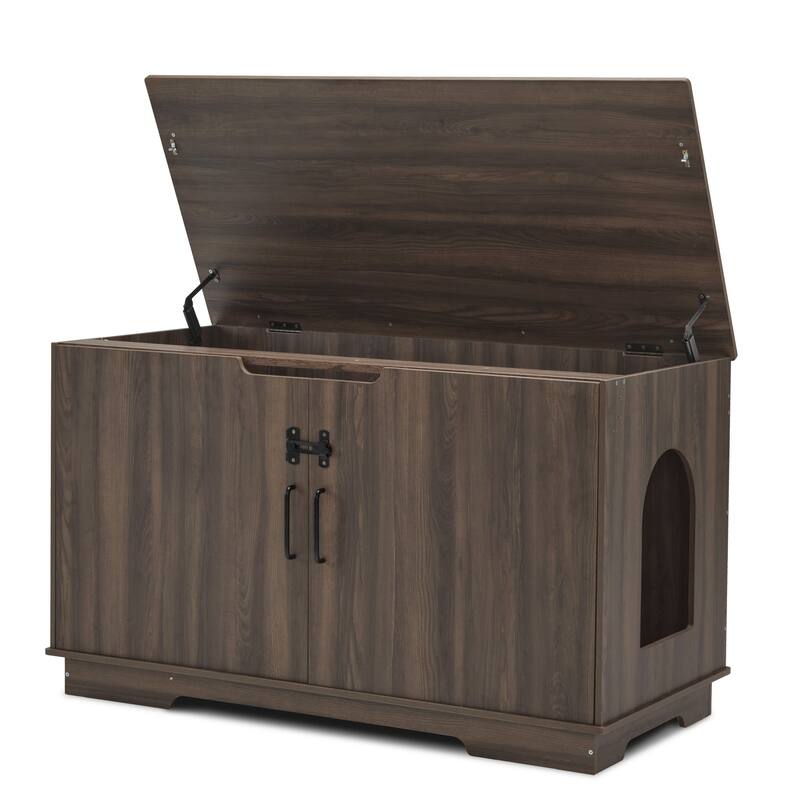 MCombo X-Large Cat Litter Box Furniture Hidden with Top Opening & Divider, Particle Board, CT37