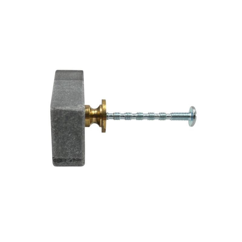 HomeRoots Set of Six Gray Stone Rectangular Drawer Pull Knobs - 1.00 in. x 0.50 in. x 2.00 in.