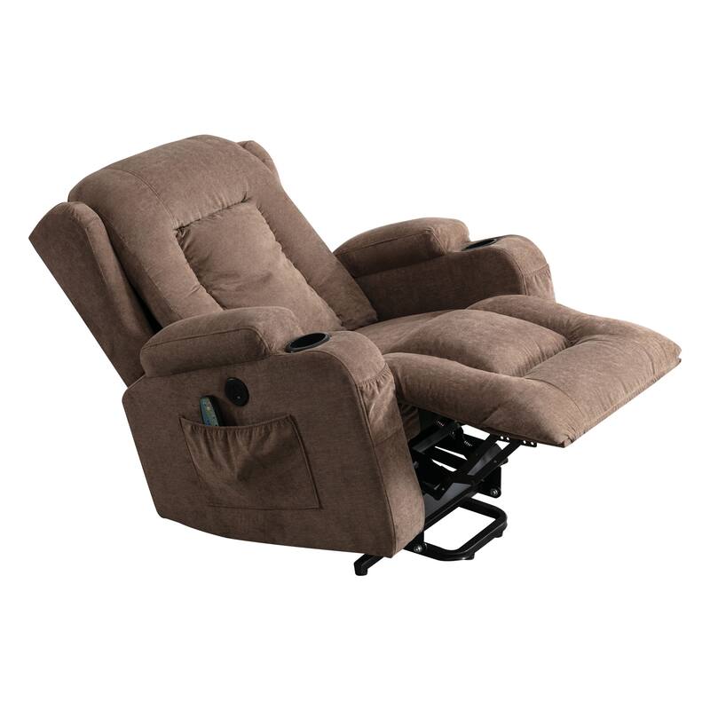 Power Lift Recliner Chair with Vibration Massage, Heating, USB Port, and Side Storage Pockets
