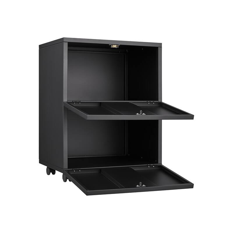 Anmytek Black 2 Drawer Mobile File Cabinet Rolling Under Desk Storage for Home Office