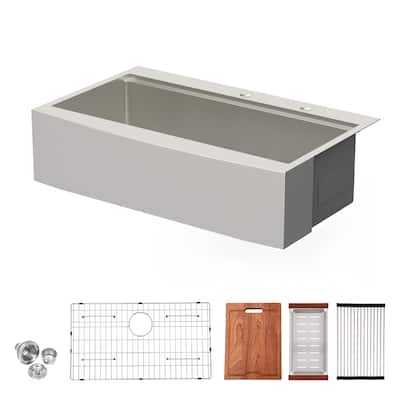 36 Drop in Farmhouse Sink Workstation Stainless Steel 16 gauge Topmount Apron Front Kitchen Sink