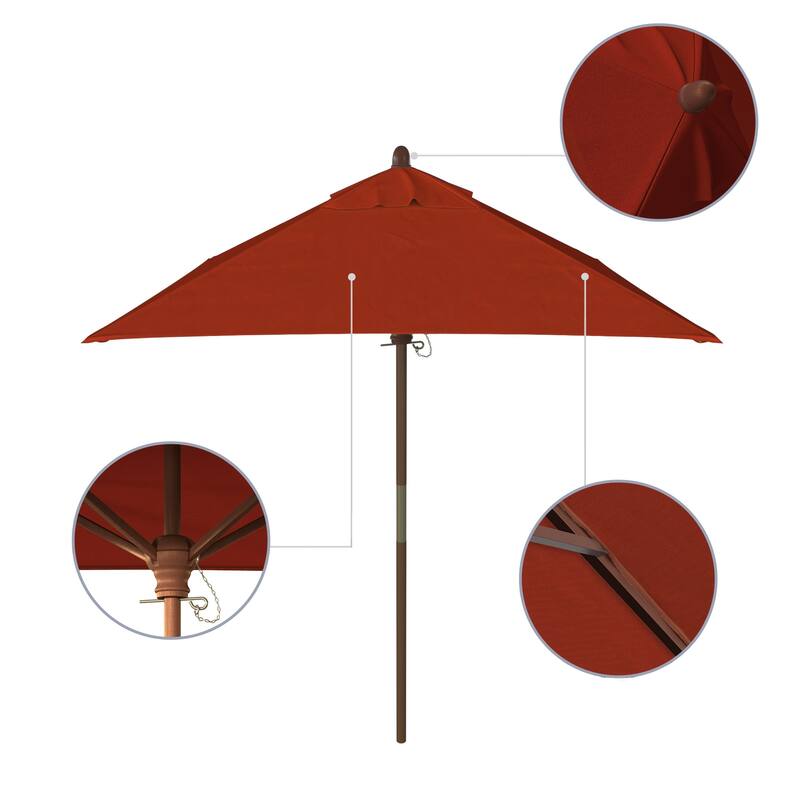 Port Lavaca 6ft Square, Sunbrella Fabric Wooden Patio Umbrella by Havenside Home, Base Not Included