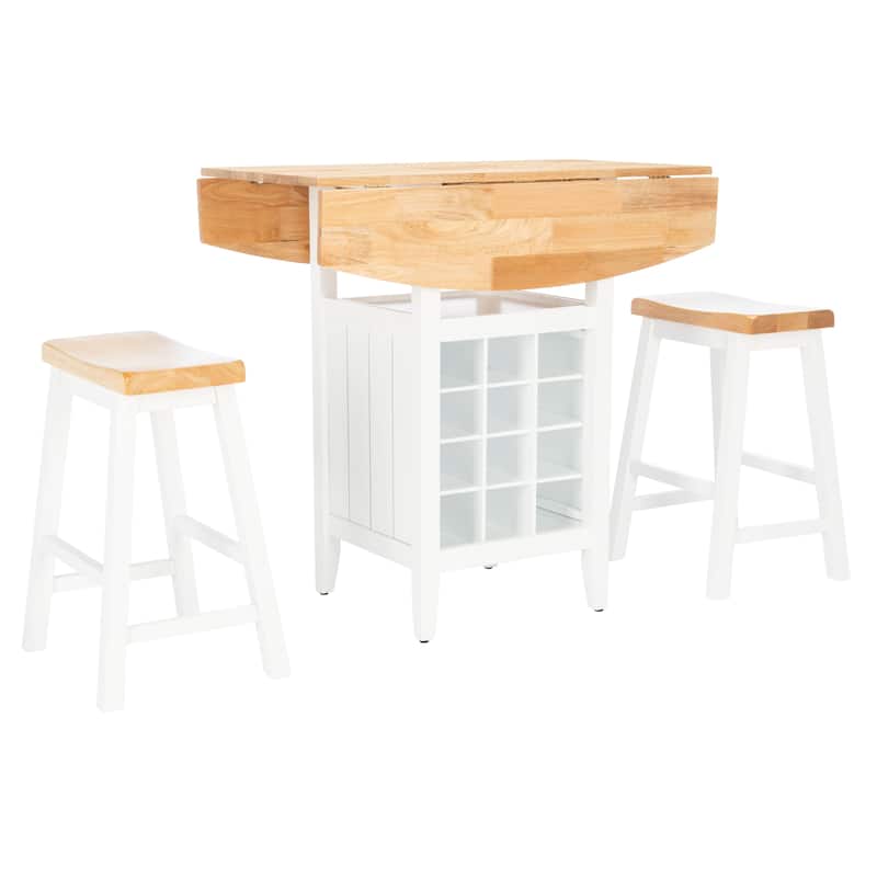 SAFAVIEH Mascha 3-Piece Set Drop Leaf Pub Table - 36" W x 36" L x 36" H - 36Wx36Dx36H