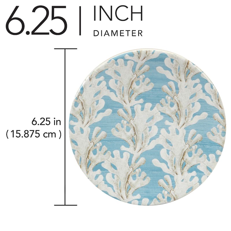 Certified International Beyond the Shore Set of 4 Canape Plates - 6.25" Diam x 0.75"