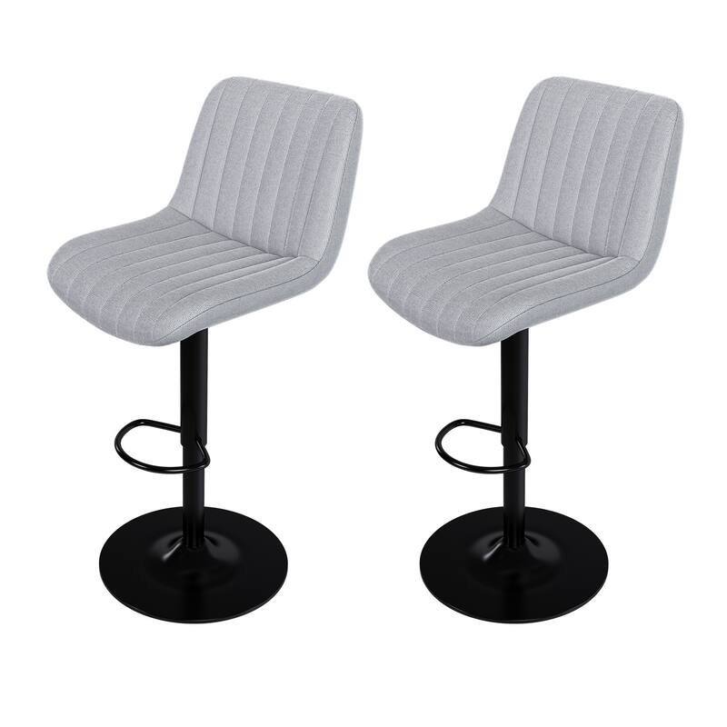 Swivel Bar Stools with Adjustable Height (35.03-43.7 Inches), Backrest, and Soft Knit Fabric - Bar Counter(Set of 2)