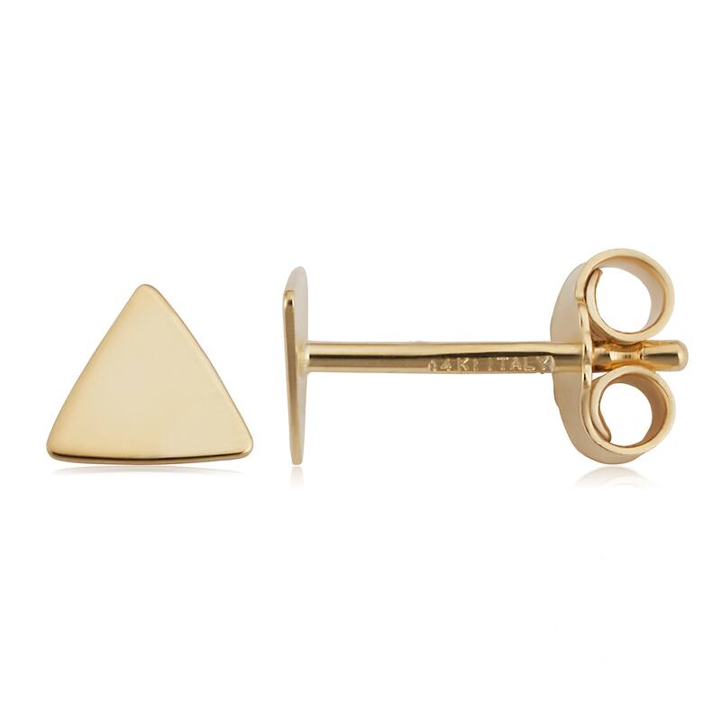 14k Yellow Gold Triangle Stud Earrings Minimalist Jewelry for Girls Teens Women