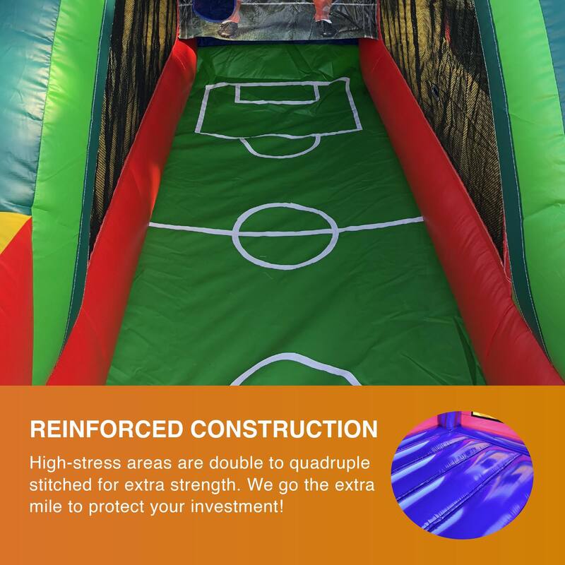 JumpOrange Soccer Target Game Inflatable for Kids and Adults (with Blower and Foam Ball) - 14'L x 9'W x 12'H