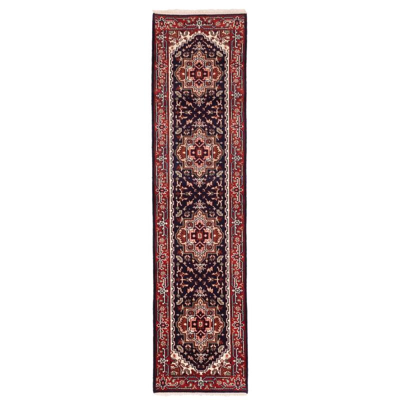 ECARPETGALLERY Hand-knotted Serapi Heritage Dark Navy Wool Rug - 2'6 x 11'9