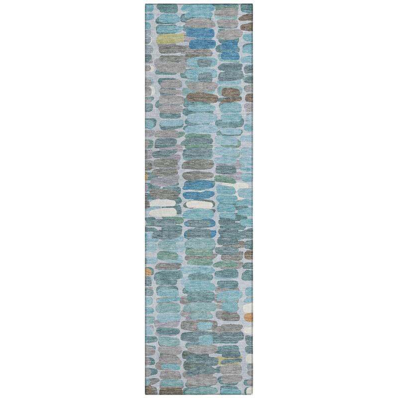 Machine Washable Indoor/ Outdoor Modern Caps Chantille Rug
