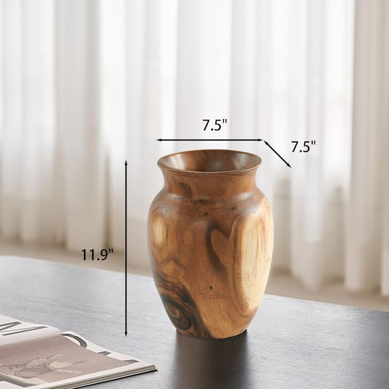 Natural Grain Suar Wood Decorative Vase