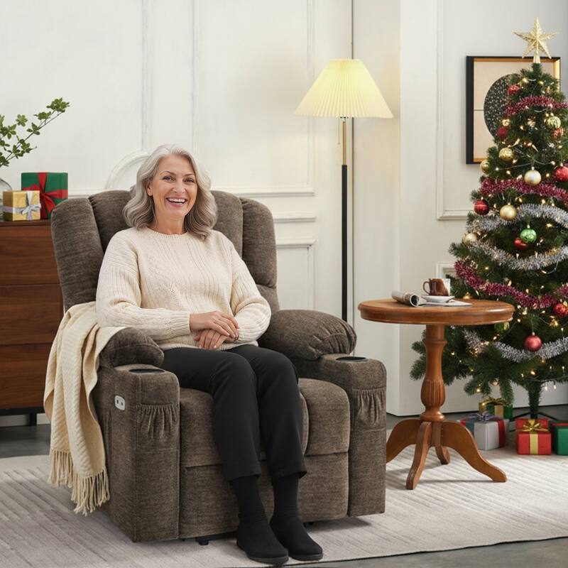 MCombo Power Lift Recliner Chair, Massage and Heat for Elderly, Extended Footrest,Cup Holders, USB Ports 7095