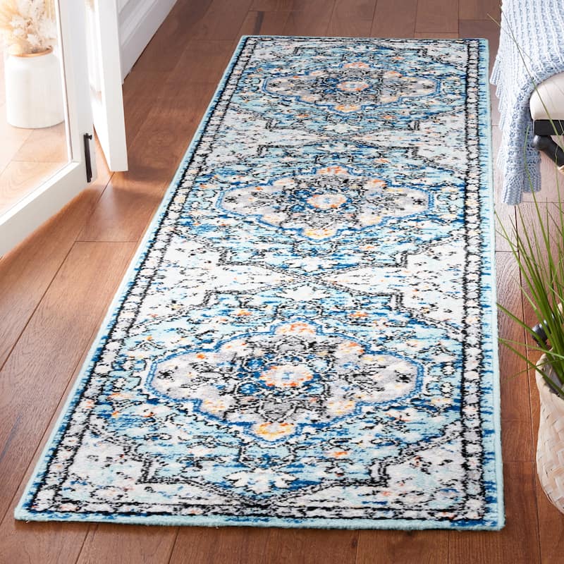SAFAVIEH Tulum Nailia Boho Rug - 9' x 12' - Blue Grey/Rust