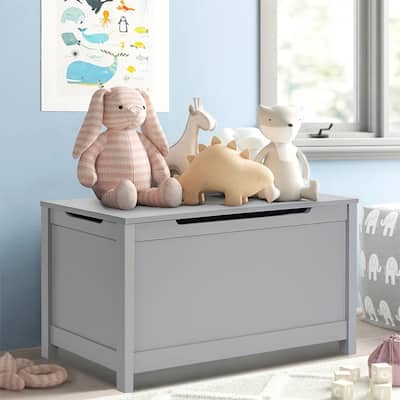 Toy Box Toy Storage Chest Bench with Safety Hinged Lid for Ages 3+